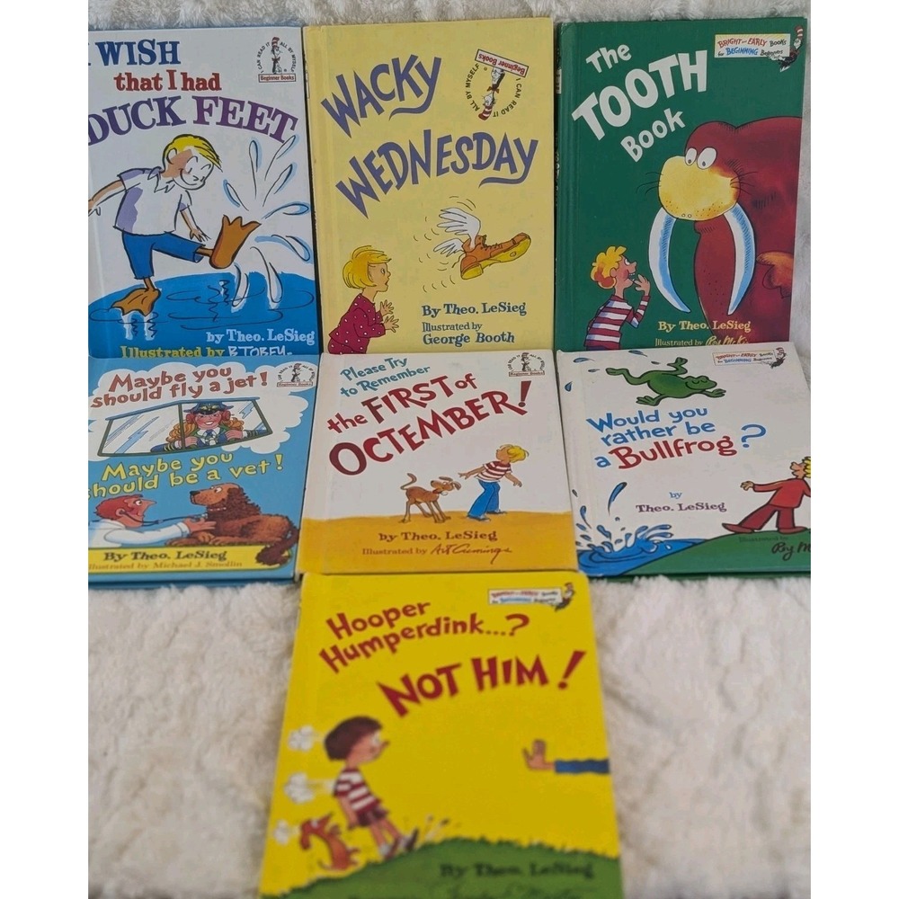 Dr Seuss Theo LeSieg Beginner Books Lot 7 Wacky Wednesday Tooth Book